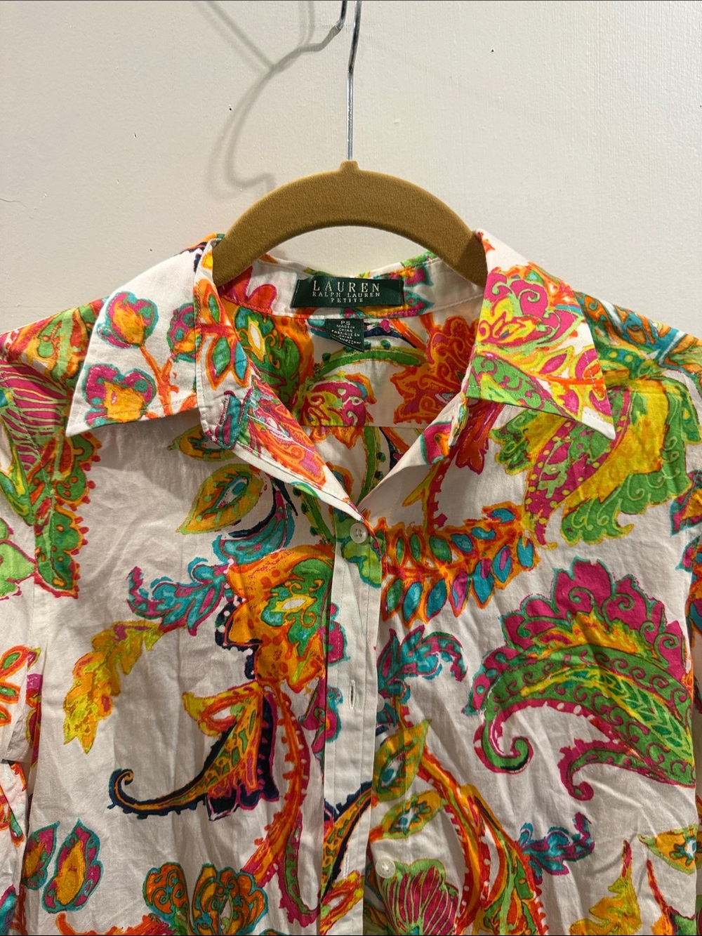 Lauren Ralph Lauren White Multicolor Paisley Button-Down Blouse